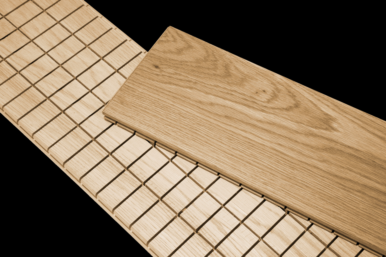 Back of a solid board with cuts next to the face side
